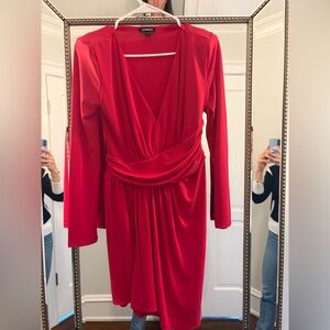 Express Vibrant Deep Pink Long Sleeve Dress
